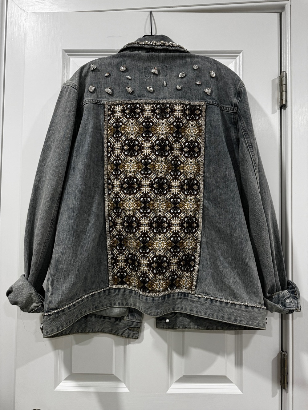 Sun + Stone Gray Embellished Denim Jean Jacket - Picture 4 of 7
